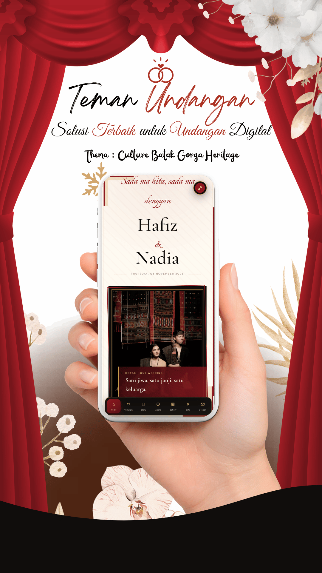 Tema Culture Batak Gorga Heritage — undangan digital Adat & Tradisional