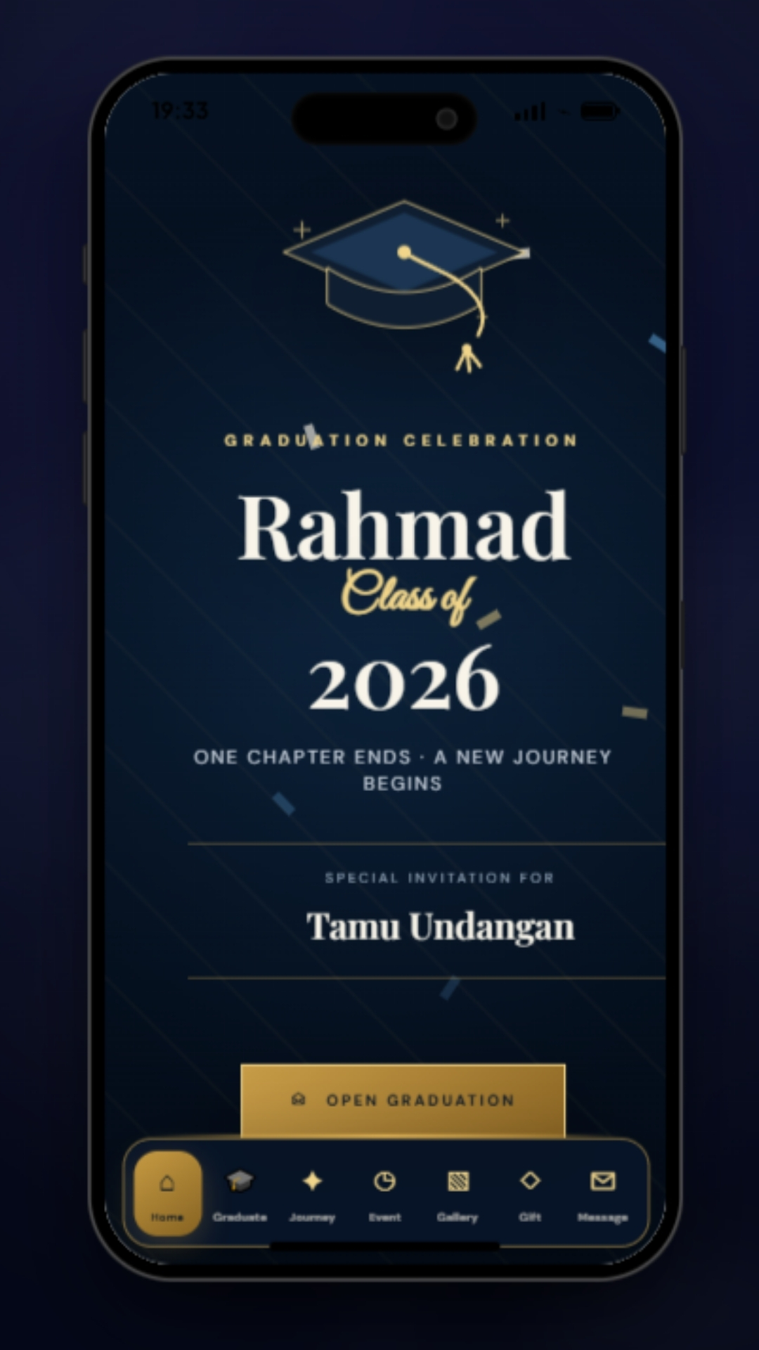 Tema graduation v1 — undangan digital Wedding & Pernikahan