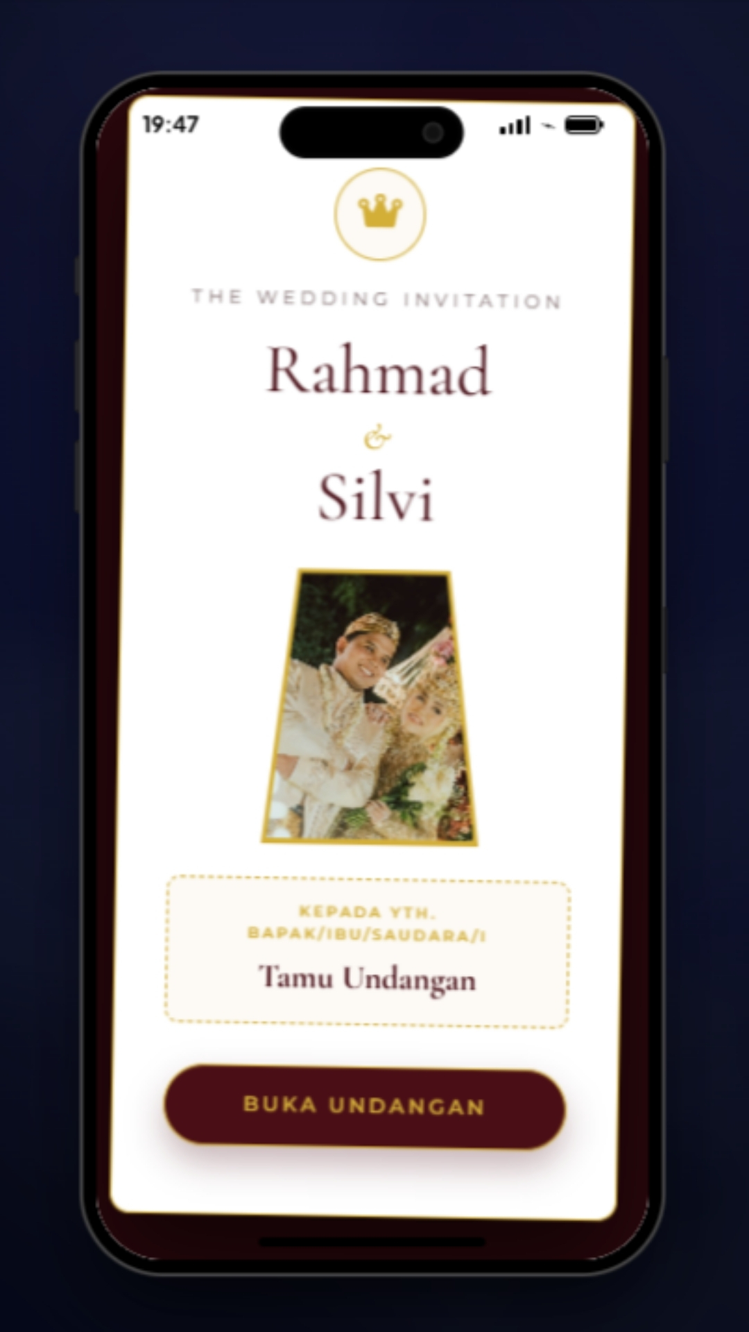 Tema Royal Editorial & Arch Frame — undangan digital Wedding & Pernikahan