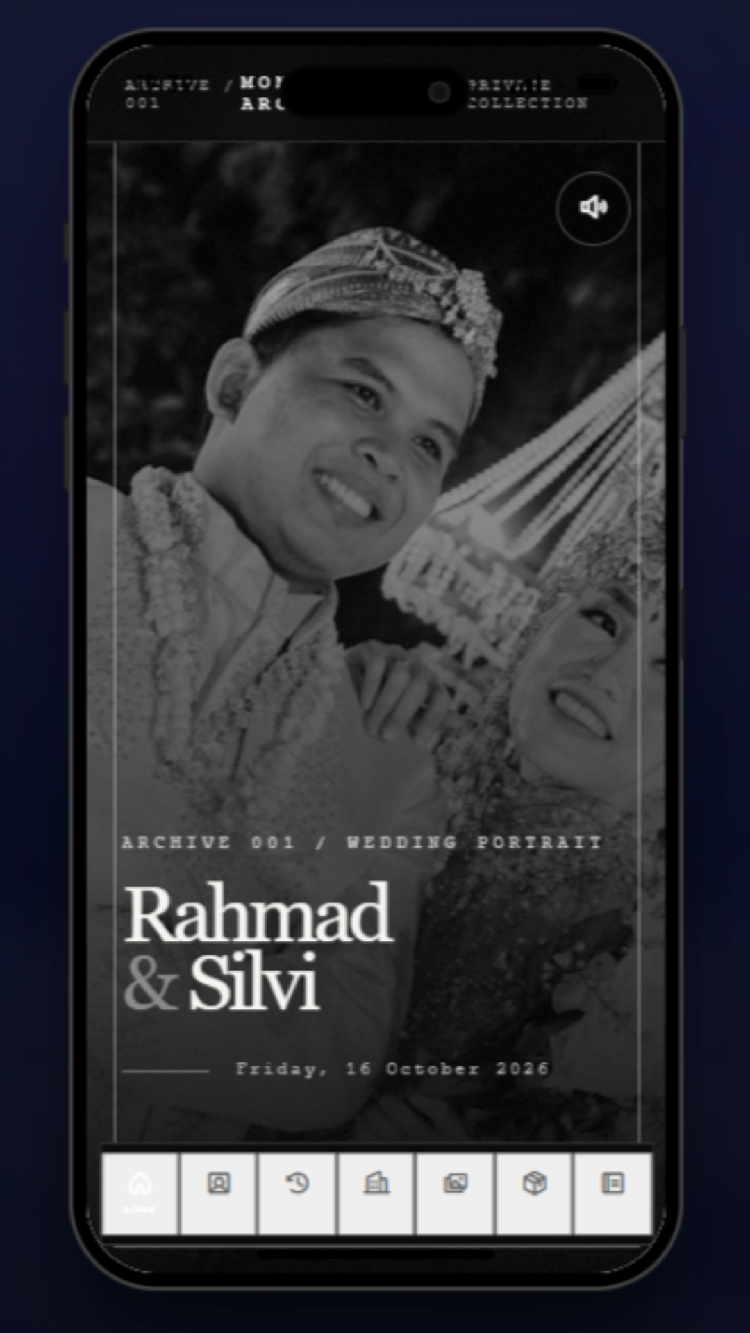 Tema Monochrome Archive — undangan digital Wedding & Pernikahan