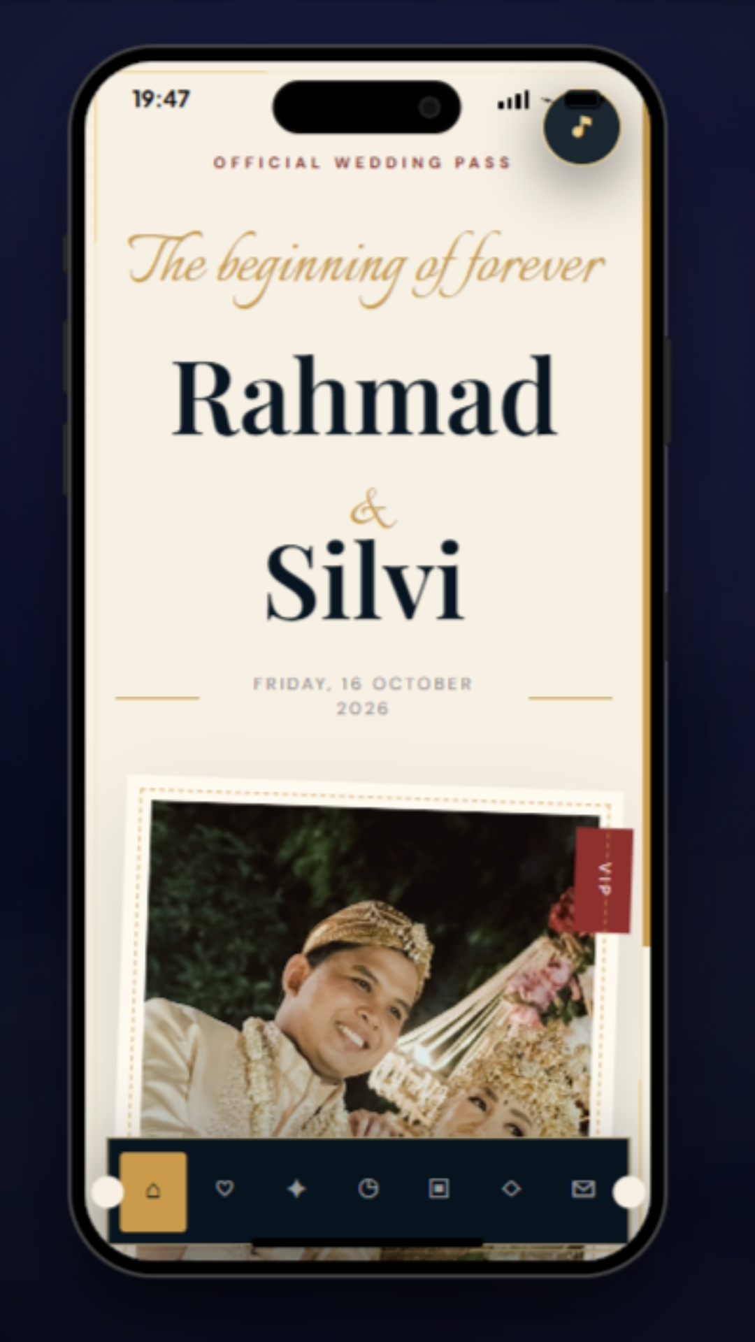 Tema royal ticket cinema — undangan digital Wedding & Pernikahan