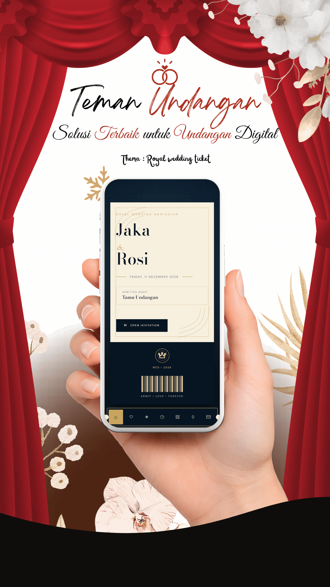 Tema Royal wedding ticket — undangan digital Wedding & Pernikahan